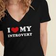I Love My Introvert I Heart My Introvert Women's Jersey Short Sleeve Deep V-Neck Tshirt
