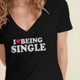 I Love Being Single Red Heart Anxious & Introvert Girl Club Women's Jersey Short Sleeve Deep V-Neck Tshirt