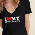 I Love My Social Anxiety Heart Humor Introvert Statement Women's Jersey Short Sleeve Deep V-Neck Tshirt I Love My Social Anxiety Heart Humor Introvert Statement Women's Jersey Short Sleeve Deep V-Neck Tshirt