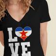 Love Yugoslavia Proud Yugoslav Nostalgia Women's Jersey Short Sleeve Deep V-Neck Tshirt Love Yugoslavia Proud Yugoslav Nostalgia Women's Jersey Short Sleeve Deep V-Neck Tshirt