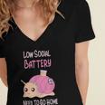 Low Social Battery Cute Snail With House Introvert Cozy Home Women's Jersey Short Sleeve Deep V-Neck Tshirt Low Social Battery Cute Snail With House Introvert Cozy Home Women's Jersey Short Sleeve Deep V-Neck Tshirt