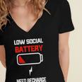 Low Social Battery Need Recharge Introvert Self-Care Women's Jersey Short Sleeve Deep V-Neck Tshirt