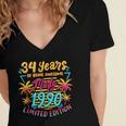 Made In 1990 Limited Edition 90s Nostalgia 34th Birthday Women's Jersey Short Sleeve Deep V-Neck Tshirt