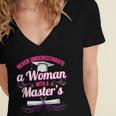 Master University Degree Master Graduation Party Girl Women's Jersey Short Sleeve Deep V-Neck Tshirt