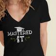 Mastered It Masters Graduation Cool Distressed Women's Jersey Short Sleeve Deep V-Neck Tshirt