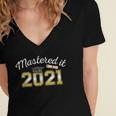 Master's Degree 2021 Graduate Mastered It Graduation Women's Jersey Short Sleeve Deep V-Neck Tshirt