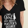 Masters Degree Art For Women Girls Masters Degree Graduation Women's Jersey Short Sleeve Deep V-Neck Tshirt