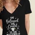 Masters Degree Graduation Art For Women Girl Masters Degree Women's Jersey Short Sleeve Deep V-Neck Tshirt