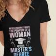 Masters Degree Graduation Art For Women Girls Masters Degree Women's Jersey Short Sleeve Deep V-Neck Tshirt