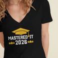 Masters Degree Graduation Mastered It Class Of 2026 Graduate Women's Jersey Short Sleeve Deep V-Neck Tshirt