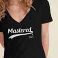 Master's Degree Mastered It 2021 Graduation Women's Jersey Short Sleeve Deep V-Neck Tshirt