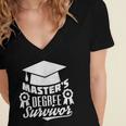 Master's Degree Survivor College Graduation Women's Jersey Short Sleeve Deep V-Neck Tshirt