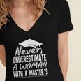 Master's Graduation Shirt For Women With Masters Degree Women's Jersey Short Sleeve Deep V-Neck Tshirt