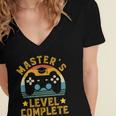 Master's Level Complete Vintage Video Gamer Graduation Women's Jersey Short Sleeve Deep V-Neck Tshirt