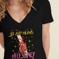 By Any Means Necessary Graduation HBCU Educated Girl Women's Jersey Short Sleeve Deep V-Neck Tshirt