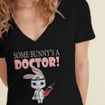 Med School Graduation Bunny Medical New Doctor Women's Jersey Short Sleeve Deep V-Neck Tshirt