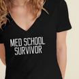 Med School Survivor Medical Women Graduation Women's Jersey Short Sleeve Deep V-Neck Tshirt