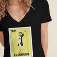 Mexican For Graduation La Graduada 2024 Women's Jersey Short Sleeve Deep V-Neck Tshirt