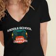 Middle School Graduation Gaming Vintage Level Complete Women's Jersey Short Sleeve Deep V-Neck Tshirt