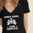 Middle School Level Complete Video Gamer Graduation Women's Jersey Short Sleeve Deep V-Neck Tshirt