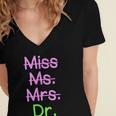 MIss Ms Mrs Dr Graduation Phd Pink And Green Class 2021 Women's Jersey Short Sleeve Deep V-Neck Tshirt