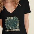 I Miss The Static Retro VHS Nostalgia Art Women's Jersey Short Sleeve Deep V-Neck Tshirt