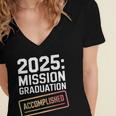 Mission Graduation Accomplished For Class Of 2025 Women's Jersey Short Sleeve Deep V-Neck Tshirt