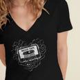 Mixed Tape Emotions Music Lover Nostalgia Quote Women's Jersey Short Sleeve Deep V-Neck Tshirt