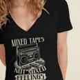 Mixed Tapes Not Feelings Nostalgia Retro Cassette Tape Women's Jersey Short Sleeve Deep V-Neck Tshirt