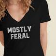 Mostly Feral Introvert Sarcastic Women's Jersey Short Sleeve Deep V-Neck Tshirt