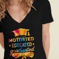 Motivated Educated Graduated Graduation Women's Jersey Short Sleeve Deep V-Neck Tshirt