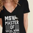 MSW Est 2026 Masters Of Social Work Graduation Social Worker Women's Jersey Short Sleeve Deep V-Neck Tshirt