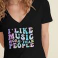 I Like Music More Than People Introvert Musician Retro Women's Jersey Short Sleeve Deep V-Neck Tshirt I Like Music More Than People Introvert Musician Retro Women's Jersey Short Sleeve Deep V-Neck Tshirt