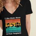 I Like Music More Than People Introvert Saying Quote Women's Jersey Short Sleeve Deep V-Neck Tshirt