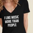I Like Music More Than People For Introverts Women's Jersey Short Sleeve Deep V-Neck Tshirt