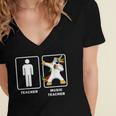 Music Teacher Dabbing Unicorn Graduation Shirt Women's Jersey Short Sleeve Deep V-Neck Tshirt