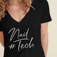 Nail Tech Graduation Nail Technician Nail Tech Women's Jersey Short Sleeve Deep V-Neck Tshirt