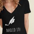 Nailed It Shirt Cute Graduation Grad Cap Women's Jersey Short Sleeve Deep V-Neck Tshirt