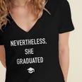 Nevertheless She Graduated Graduation For Her Women's Jersey Short Sleeve Deep V-Neck Tshirt