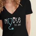 New Nurse Est 2019Shirt Graduation RN Women Women's Jersey Short Sleeve Deep V-Neck Tshirt