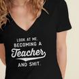 New Teacher Gifts Graduation Women Men Become Teachers Women's Jersey Short Sleeve Deep V-Neck Tshirt