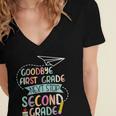 Next Stop 2nd Grade 1st First Grade Graduation Last Day Women's Jersey Short Sleeve Deep V-Neck Tshirt