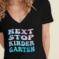 Next Stop Kindergarten Groovy Graduation Last Day Of School Women's Jersey Short Sleeve Deep V-Neck Tshirt
