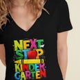 Next Stop Kindergarten Preschool Graduation 2023 Boys Girls Women's Jersey Short Sleeve Deep V-Neck Tshirt