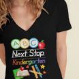 Next Stop Kindergarten Preschool Graduation 2025 Boy Girl Women's Jersey Short Sleeve Deep V-Neck Tshirt