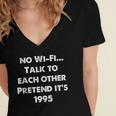 No WiFi Talk To Each Other – Retro 90s Nostalgia Women's Jersey Short Sleeve Deep V-Neck Tshirt No WiFi Talk To Each Other – Retro 90s Nostalgia Women's Jersey Short Sleeve Deep V-Neck Tshirt