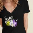 Non-Binary Book Lover Nonbinary Daisy LGBT Reading Pride Women's Jersey Short Sleeve Deep V-Neck Tshirt