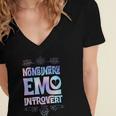 Nonbinary Emo Introvert Pride Trendy Mystic Teen Goth Style Women's Jersey Short Sleeve Deep V-Neck Tshirt Nonbinary Emo Introvert Pride Trendy Mystic Teen Goth Style Women's Jersey Short Sleeve Deep V-Neck Tshirt