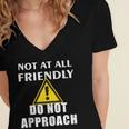 Not At All Friendly Do Not Approach Introvert Warning Women's Jersey Short Sleeve Deep V-Neck Tshirt