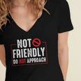 Not Friendly Do Not Approach Witty Introvert Tee Women's Jersey Short Sleeve Deep V-Neck Tshirt